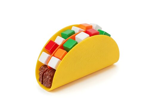Colorful toy taco with candy filling