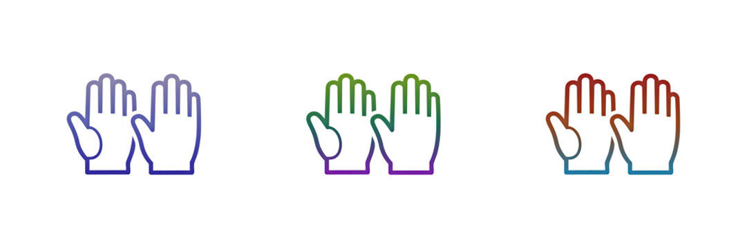 Colorful outline icons of two hands reaching up