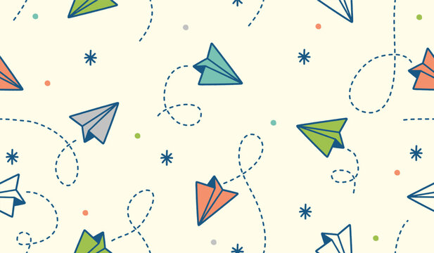 Paper planes pattern background vector design