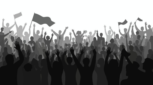 crowd silhouette in black and white people group event gathering celebration protest monochrome vector illustration graphic design community energy excitement audience