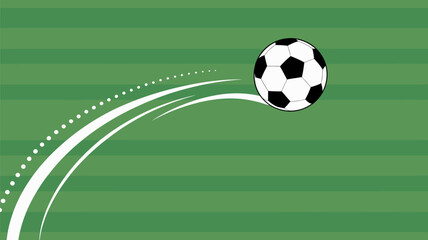soccer ball in motion vector football illustration graphic design sport game activity action trajectory curve dotted line green background striped dynamic © Ultimate