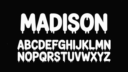 graffiti style alphabet letters on black background white text dripping effect urban art street font typeface graphic design typography modern bold © Ultimate
