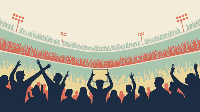 simplified crowd silhouette pattern people audience event vector illustration concert stadium festival gathering community celebration energy excitement entertainment sports music fan