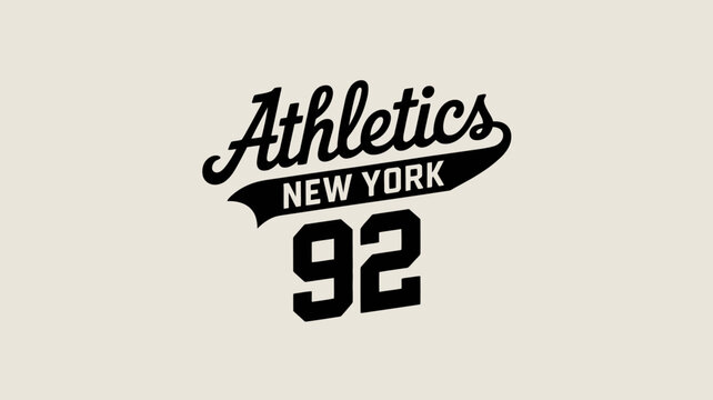 athletics new york logo black and white text sport retro design typography branding number ninety two ribbon curve font graphic icon symbol