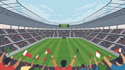 stadium filled with fans vector illustration crowd sports arena event top view soccer football match competition excitement activity entertainment outdoor spectators © Ultimate