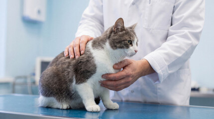 Veterinarian Calms Cat During Examination © Lan