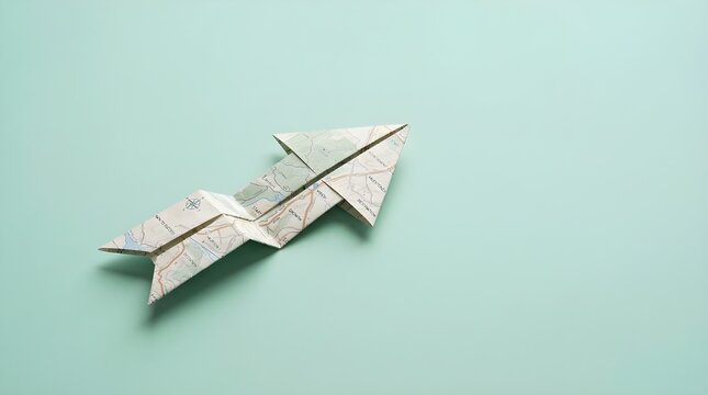 Visual representation of economic progress a meticulously crafted money arrow pointing skyward on a smooth, serene green background, symbolizing success and financial ascent
