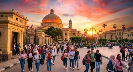 Main dome at sunset with student © Psaony