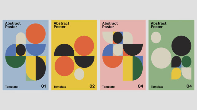 abstract poster templates colorful geometric shapes design template artwork graphic modern art circle square triangle pattern vector illustration background creative minimalist