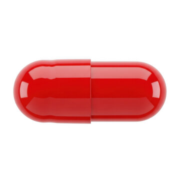 Red capsule pill on white background