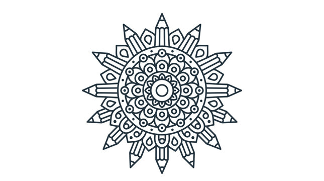 Mandala Design with Pencil Elements - Creative Art and Drawing Concept