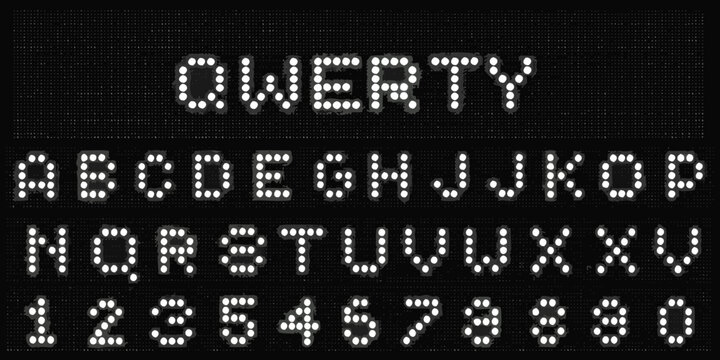 Dot Matrix Font Display With Letters And Numbers Pixelated Style