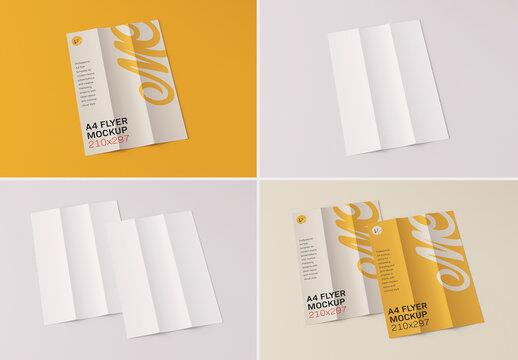 Curved A4 Flyers Mockup Set