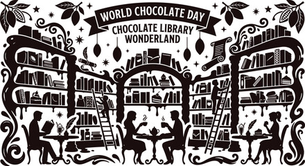 Obraz premium Chocolate Library Wonderland Illustration