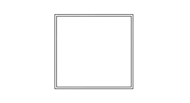 Empty white square frame with double border, graphic element, isolated on white background
