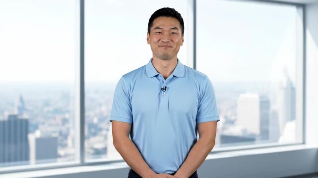 Men standing smiling in the office, business men smiling hair