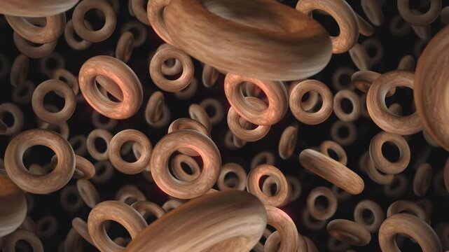 A background of spinning 3D carved wooden style shapes on an endless loop.
