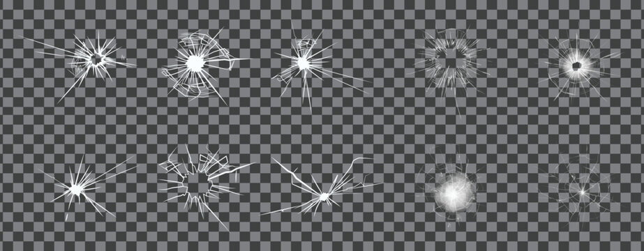 Set of cracked glass texture. Screen effect broken.