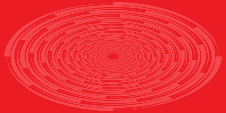 Collection of red concentric circles. Collection of radial sound wave or sonar rings. Pack of radar icon symbols, targets, dashed lines, halftones.