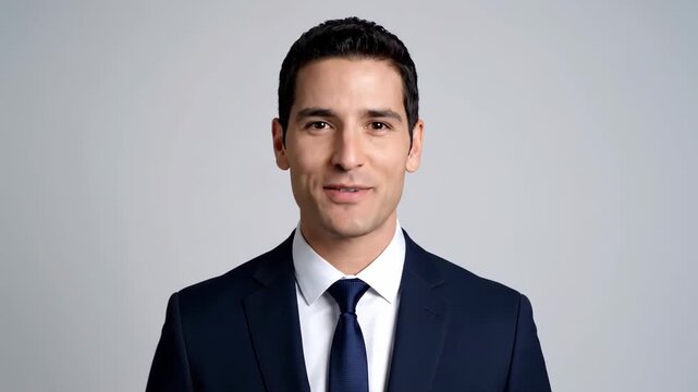 Close-up of the man in suit with his face, the man in suit smiling from the front