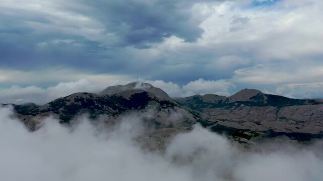 Cloudy view of the highest peak of Lovcen, Stirovnik