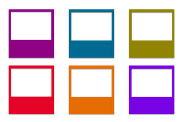 Fototapeta premium Colorful Polaroid Frames Set on Transparent Background PNG Collection