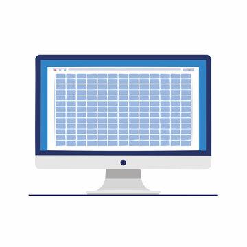Computer Monitor Displaying a Spreadsheet