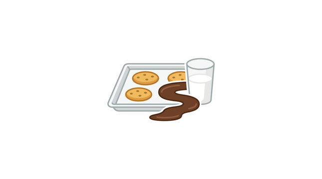 Spilled Chocolate Milk and Cookies on Baking Sheet