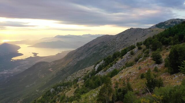 View from Lovcen mountains towards the Adriatic Sea