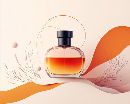 Elegant Perfume Bottle Vector Illustration Isolated on White Background