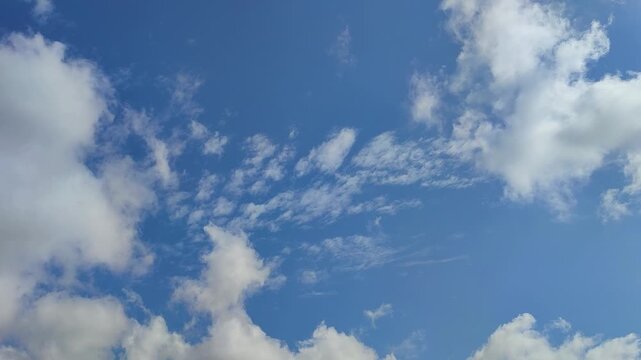 Slowly moving cumulus clouds over the sky