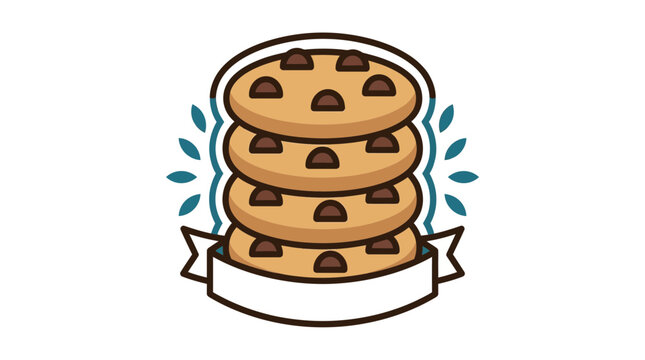 Stack of Chocolate Chip Cookies with Decorative Elements