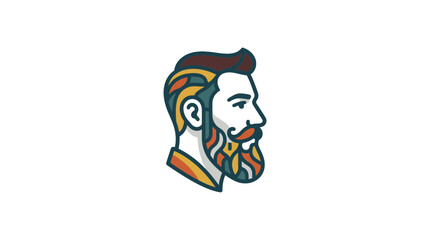 Stylish Bearded Man Profile Portrait, Vintage Retro Hairstyle, Geometric Patterns © takon mboke