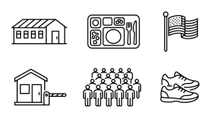 Fototapeta premium Prison Icons Set, Correctional Facility Symbols, Justice System Graphics, Incarceration Icons, Legal Icons