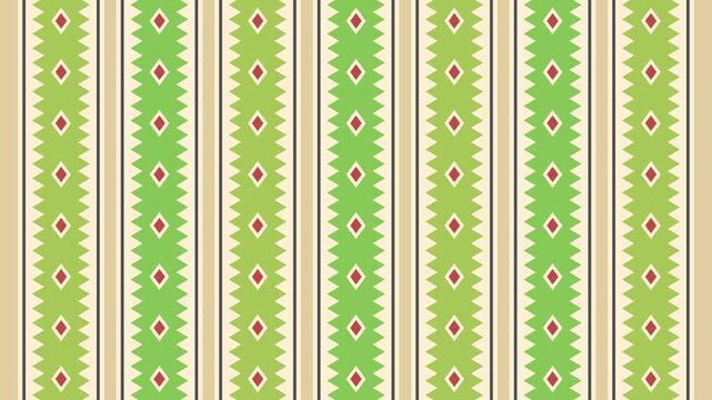 Seamless loop animation of an abstract diamond pattern moving up and down dynamically on a solid jagged green stripes backdrop video template