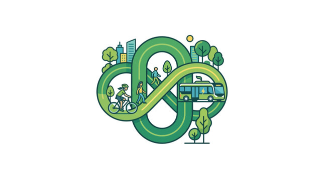 Sustainable Urban Mobility: Green Infinity Loop with Eco-friendly Transport