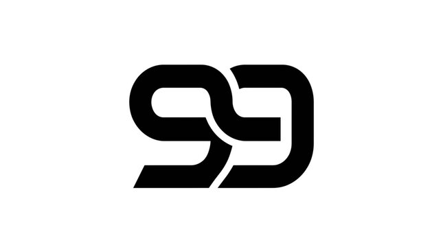 Abstract Black Number 99 Logo Design, Typographic Symbol, Modern Graphic Element