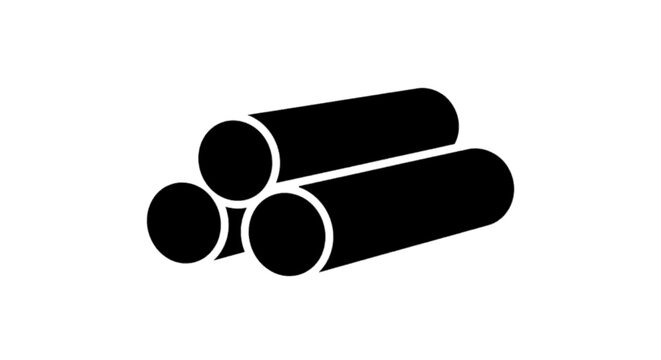 Minimal black silhouette icon, simple flat vector, bold black shape, no, no shading stack of wooden logs icon, simple style on a, flat icon style