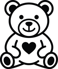Cute teddy bear silhouette with heart on chest for valentine s day and children s design