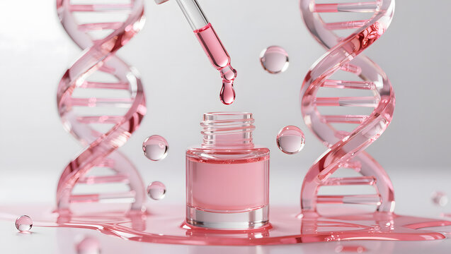 Luxury PDRN serum bottle with salmon DNA technology and regenerative skincare concept