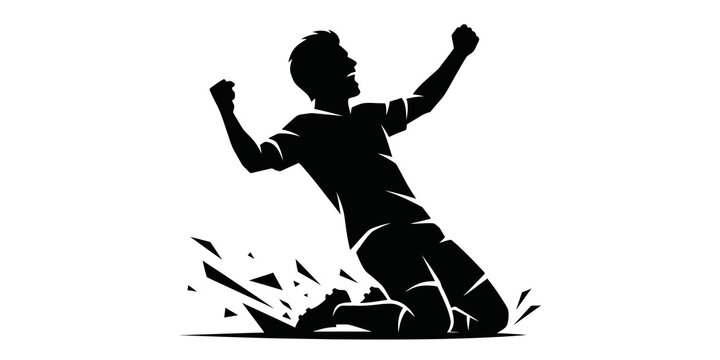Dynamic Silhouette of an Athlete Celebrating a Glorious Victory with Arms Raised in Enthusiastic Triumph