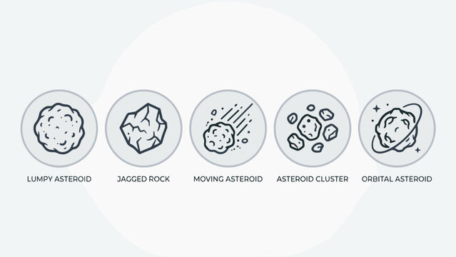 Set of Various Asteroid Icons