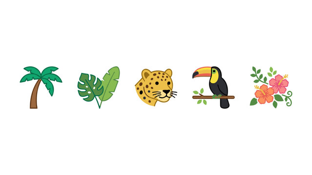 Tropical Jungle Wildlife Icon Collection