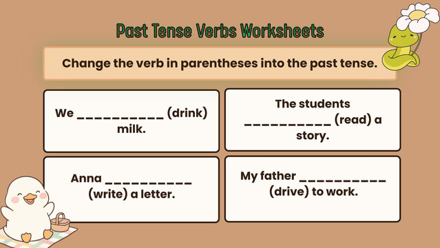 Engaging Printable Past Tense Verbs Worksheet for English Language Learning and Grammar Practice, Educational Activity Resource for Students