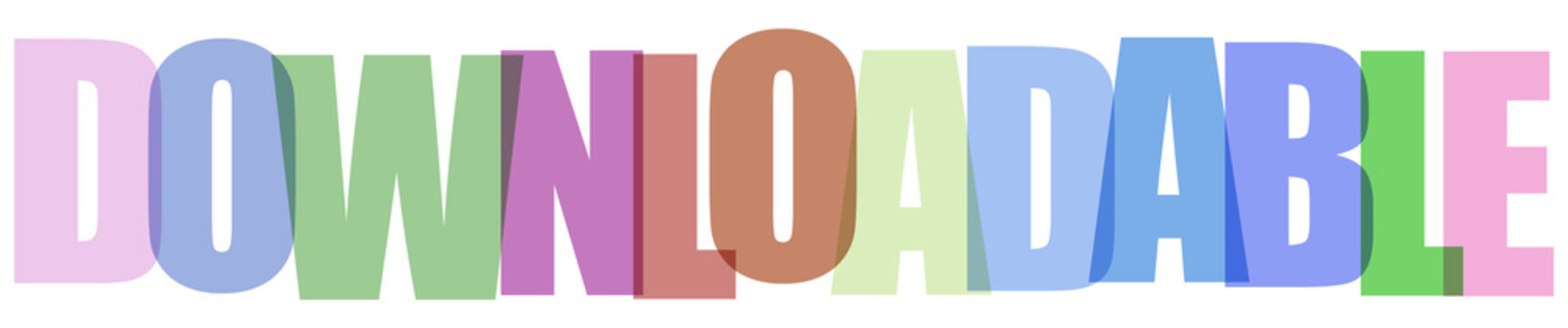 Downloadable colorful large letters creating word downloadable on transparent background.