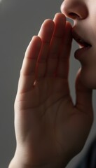 Obraz premium Close-up of a person whispering, conveying secrecy and intimacy