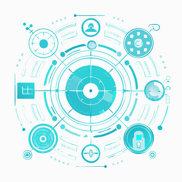 Futuristic Digital Interface with Circular HUD Elements