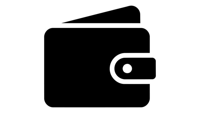 Flat black icon of a hidden travel wallet, representing travel gear, security, or discreet storage for valuables while t