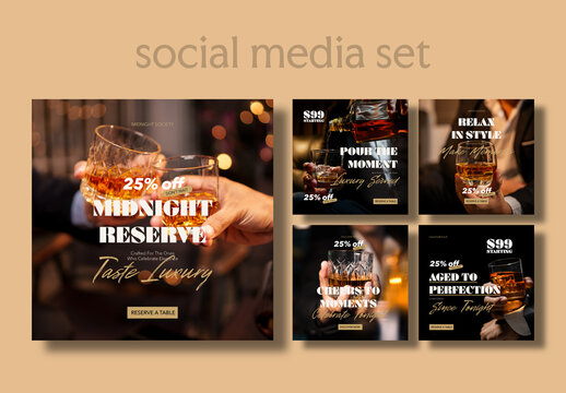 Luxury Bar Drink Social Media Post Template