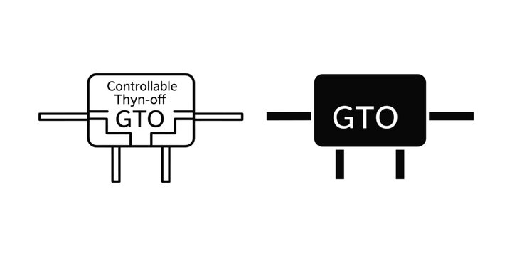 Electronic component diagram showing GTO thyristor symbol in line art and solid fill for engineering